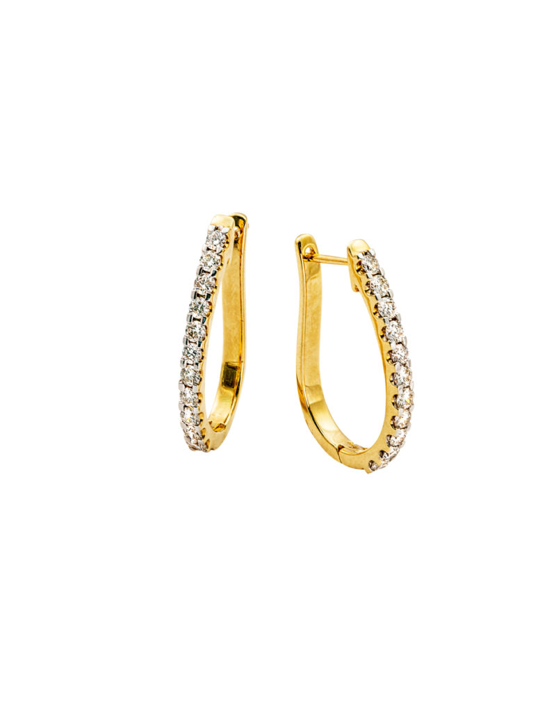 14kt Yellow Gold Diamond Hoop Earrings | Grand Jewelers