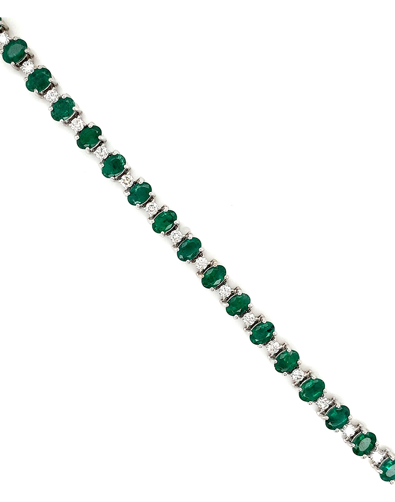 Art Deco 18ct White Gold, Emerald & Diamond Bracelet (482U) | The Antique  Jewellery Company